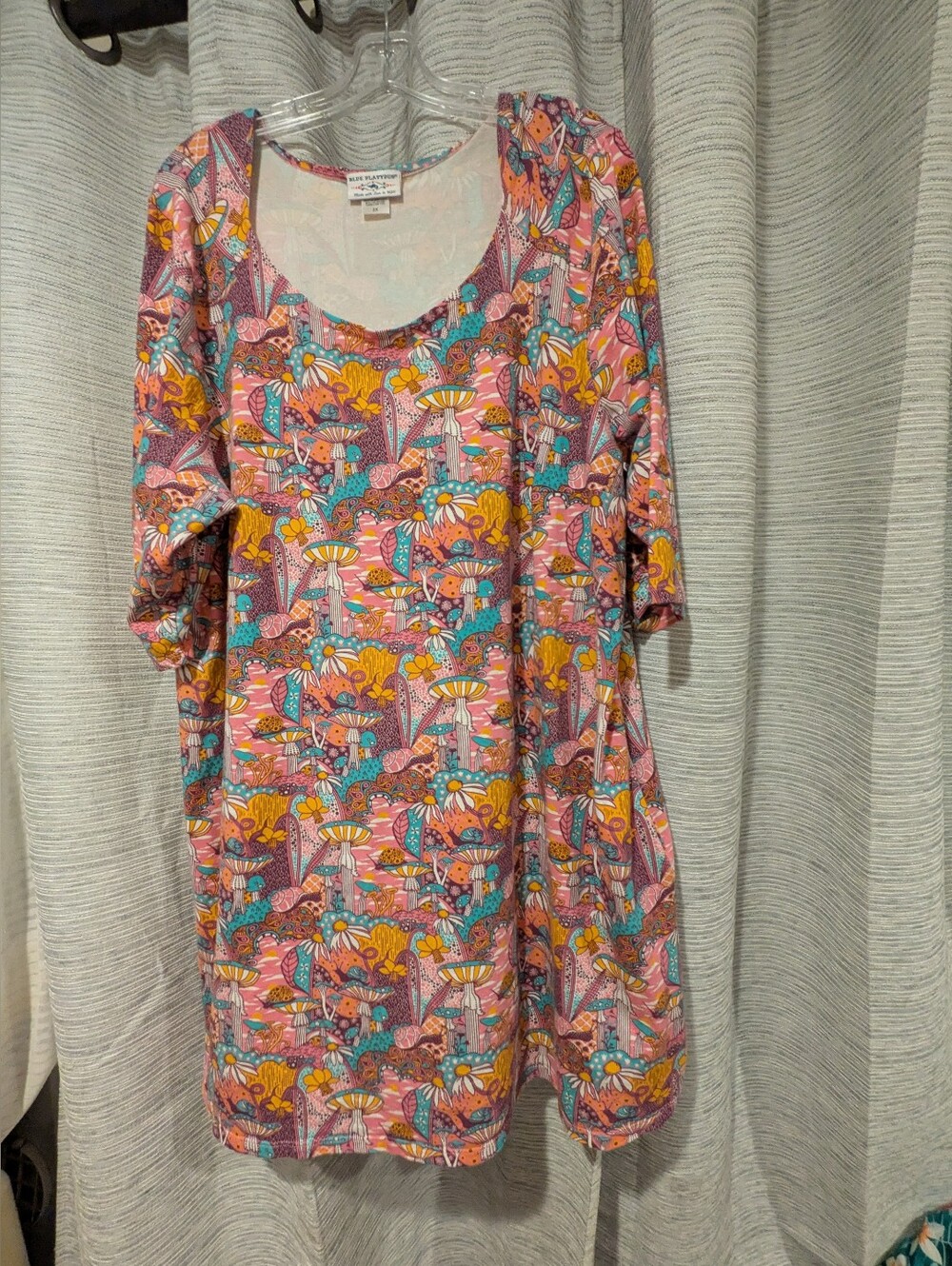 Blue Platypus Pink Magnificent Mushrooms Dress - 3X